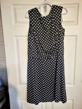 Perceptions Polka Dot Sleeveless Dress in Black & White Size XL